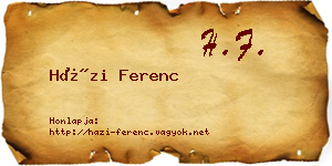 Házi Ferenc névjegykártya